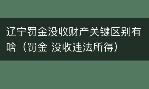 辽宁罚金没收财产关键区别有啥（罚金 没收违法所得）
