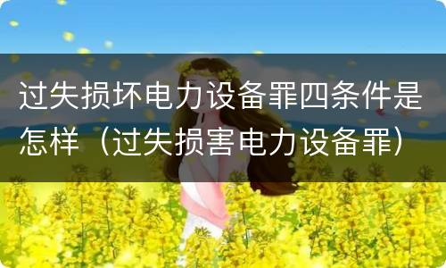 过失损坏电力设备罪四条件是怎样（过失损害电力设备罪）