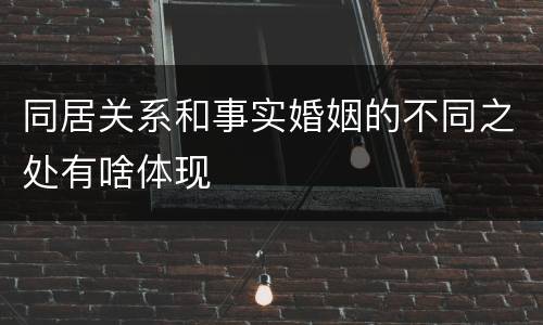 同居关系和事实婚姻的不同之处有啥体现