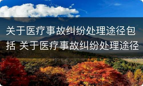 关于医疗事故纠纷处理途径包括 关于医疗事故纠纷处理途径包括哪些