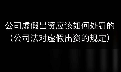 公司虚假出资应该如何处罚的（公司法对虚假出资的规定）