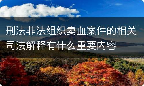 刑法非法组织卖血案件的相关司法解释有什么重要内容