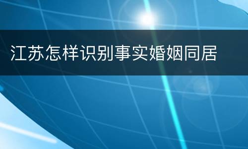 江苏怎样识别事实婚姻同居