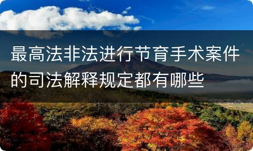 最高法非法进行节育手术案件的司法解释规定都有哪些