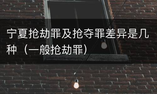 宁夏抢劫罪及抢夺罪差异是几种（一般抢劫罪）