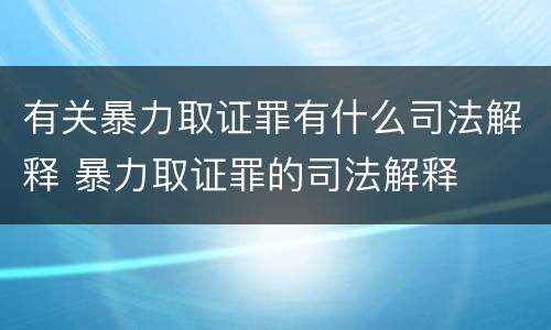 有关暴力取证罪有什么司法解释 暴力取证罪的司法解释