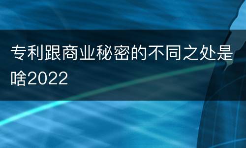 专利跟商业秘密的不同之处是啥2022