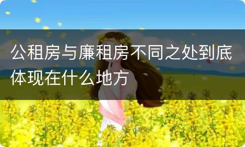 公租房与廉租房不同之处到底体现在什么地方