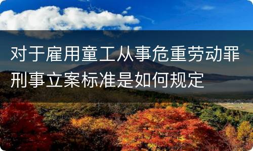 对于雇用童工从事危重劳动罪刑事立案标准是如何规定