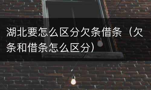 湖北要怎么区分欠条借条（欠条和借条怎么区分）