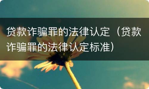 贷款诈骗罪的法律认定（贷款诈骗罪的法律认定标准）