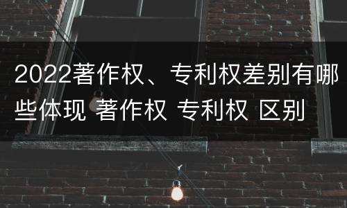 2022著作权、专利权差别有哪些体现 著作权 专利权 区别