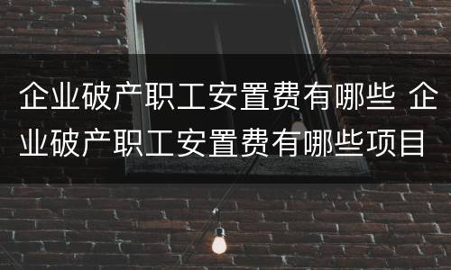 企业破产职工安置费有哪些 企业破产职工安置费有哪些项目