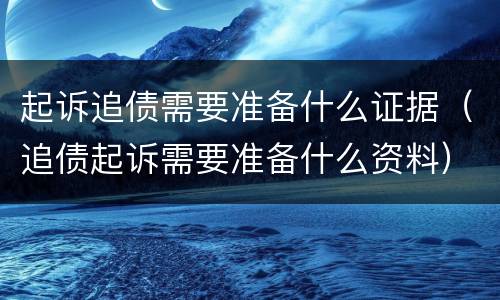起诉追债需要准备什么证据（追债起诉需要准备什么资料）