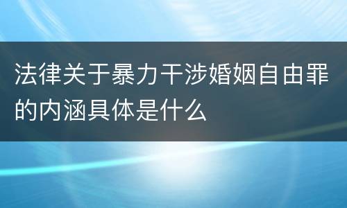 法律关于暴力干涉婚姻自由罪的内涵具体是什么