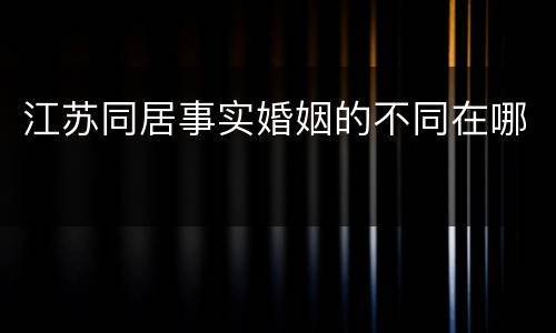 江苏同居事实婚姻的不同在哪