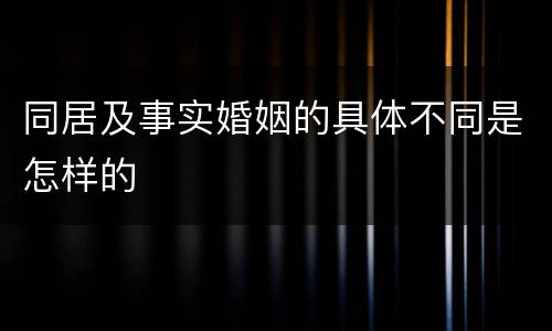 同居及事实婚姻的具体不同是怎样的