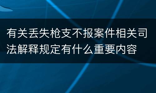 有关丢失枪支不报案件相关司法解释规定有什么重要内容