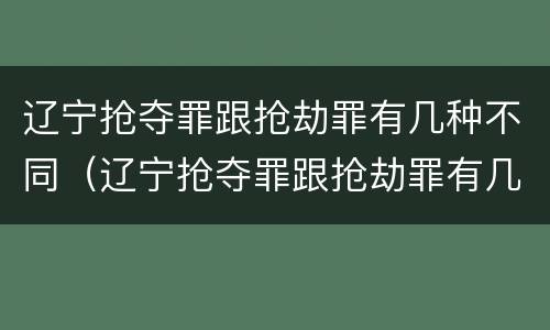 辽宁抢夺罪跟抢劫罪有几种不同（辽宁抢夺罪跟抢劫罪有几种不同处罚）