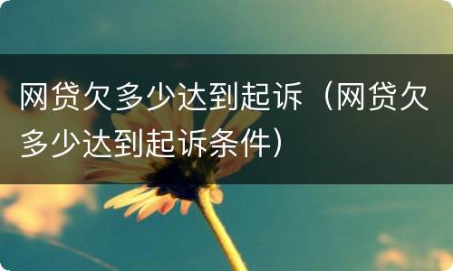 网贷欠多少达到起诉（网贷欠多少达到起诉条件）