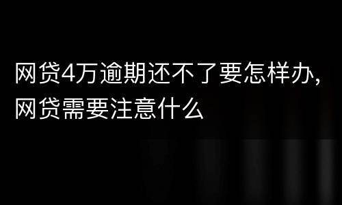 网贷4万逾期还不了要怎样办,网贷需要注意什么