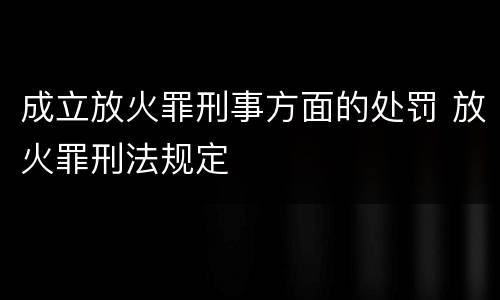 成立放火罪刑事方面的处罚 放火罪刑法规定
