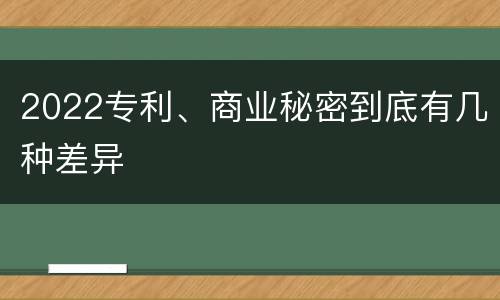 2022专利、商业秘密到底有几种差异