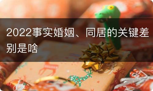2022事实婚姻、同居的关键差别是啥