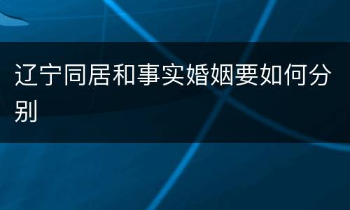 辽宁同居和事实婚姻要如何分别