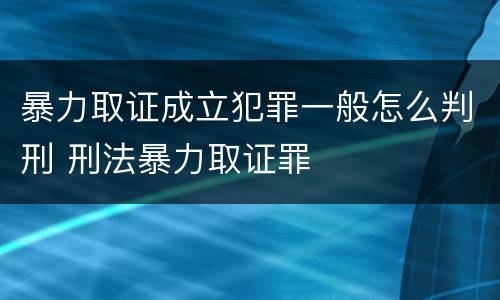 暴力取证成立犯罪一般怎么判刑 刑法暴力取证罪