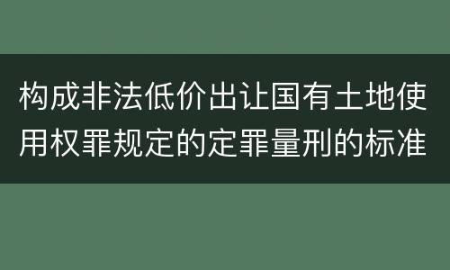 构成非法低价出让国有土地使用权罪规定的定罪量刑的标准是多少