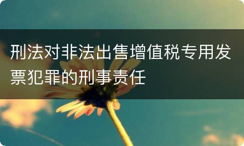 刑法对非法出售增值税专用发票犯罪的刑事责任