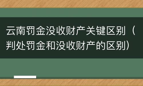 云南罚金没收财产关键区别（判处罚金和没收财产的区别）