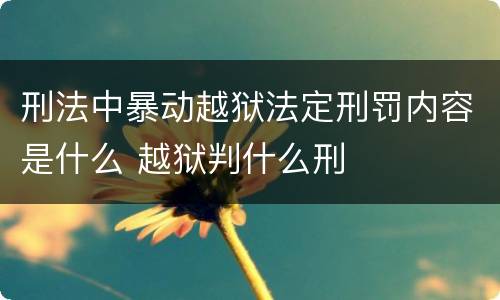 刑法中暴动越狱法定刑罚内容是什么 越狱判什么刑