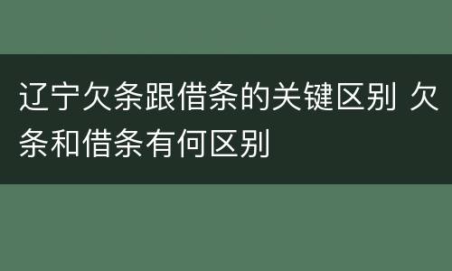 辽宁欠条跟借条的关键区别 欠条和借条有何区别