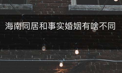 海南同居和事实婚姻有啥不同