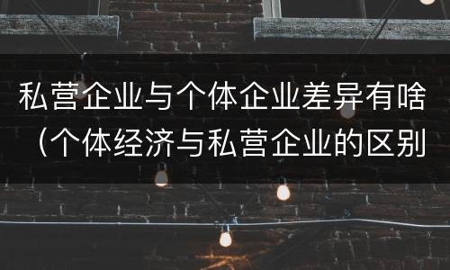 私营企业与个体企业差异有啥（个体经济与私营企业的区别）