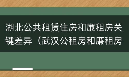 湖北公共租赁住房和廉租房关键差异（武汉公租房和廉租房）