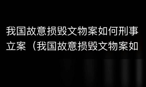 我国故意损毁文物案如何刑事立案（我国故意损毁文物案如何刑事立案侦查）