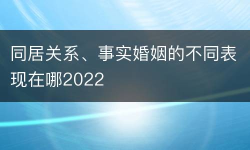 同居关系、事实婚姻的不同表现在哪2022