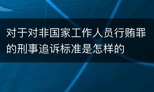 对于对非国家工作人员行贿罪的刑事追诉标准是怎样的