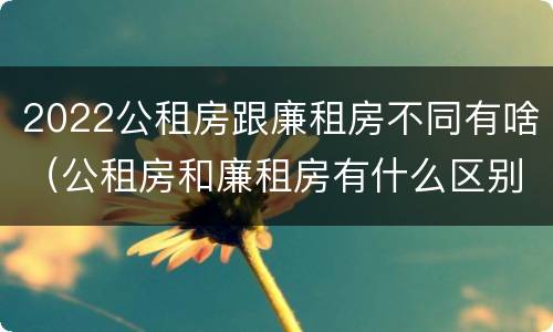 2022公租房跟廉租房不同有啥（公租房和廉租房有什么区别?2019年的）