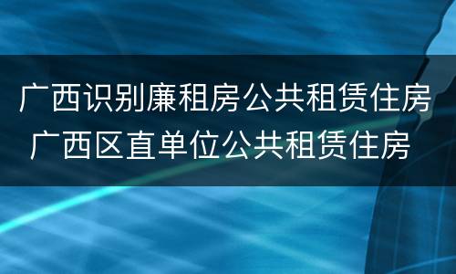广西识别廉租房公共租赁住房 广西区直单位公共租赁住房