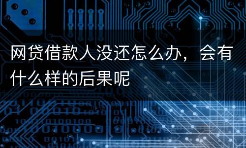 网贷借款人没还怎么办，会有什么样的后果呢