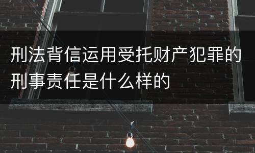 刑法背信运用受托财产犯罪的刑事责任是什么样的
