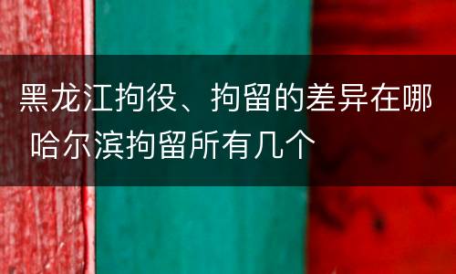 黑龙江拘役、拘留的差异在哪 哈尔滨拘留所有几个