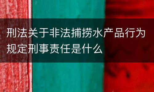 刑法关于非法捕捞水产品行为规定刑事责任是什么