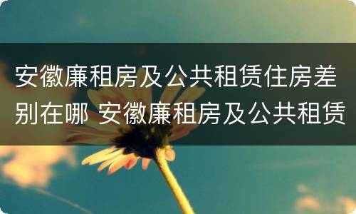 安徽廉租房及公共租赁住房差别在哪 安徽廉租房及公共租赁住房差别在哪查