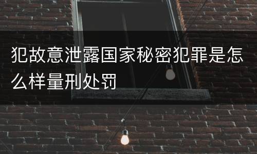 犯故意泄露国家秘密犯罪是怎么样量刑处罚
