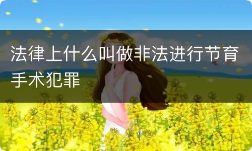 法律上什么叫做非法进行节育手术犯罪